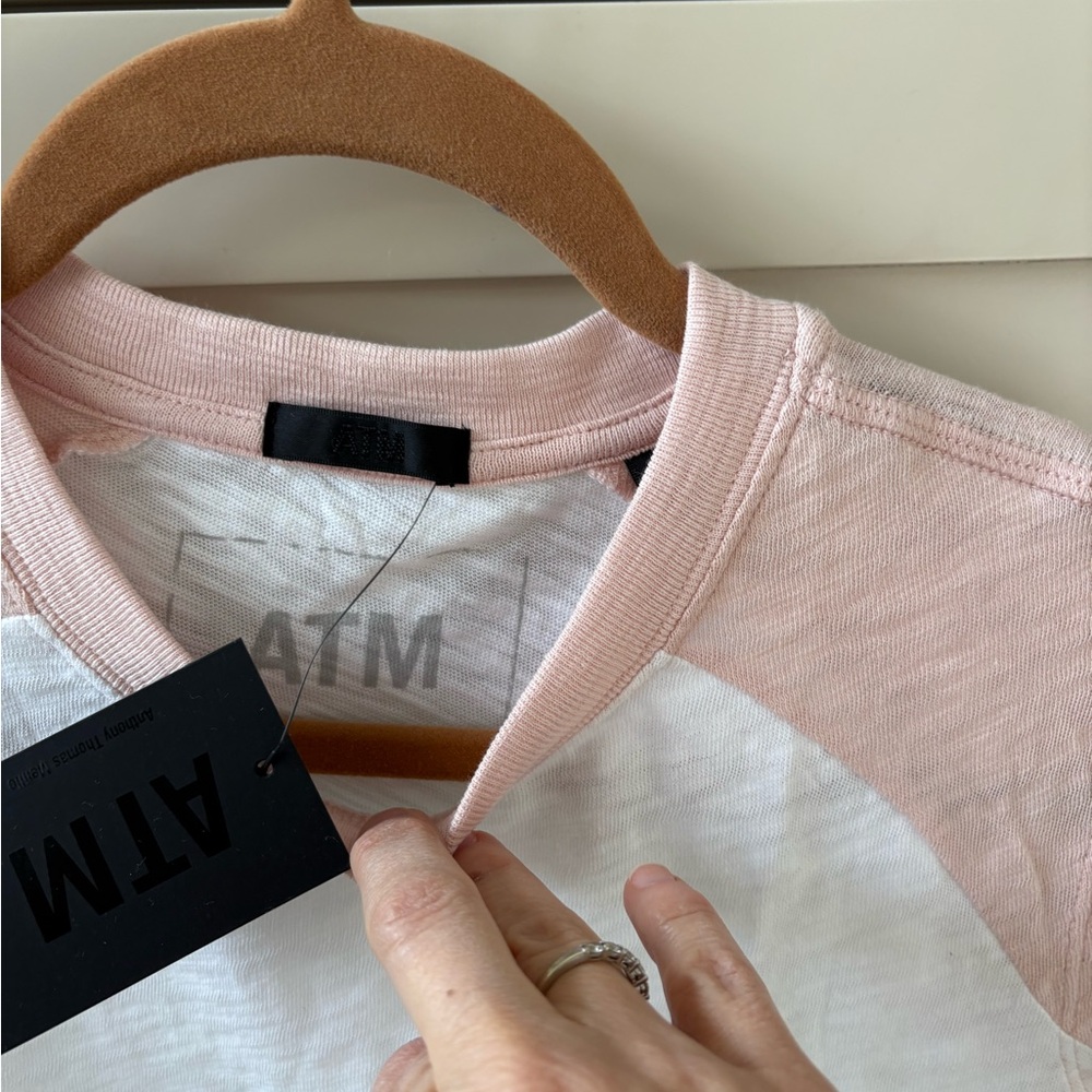 ATM Anthony Thomas Melillo Colorblock Sleeveless Tee Pink White Size S NWT - Picture 2 of 6
